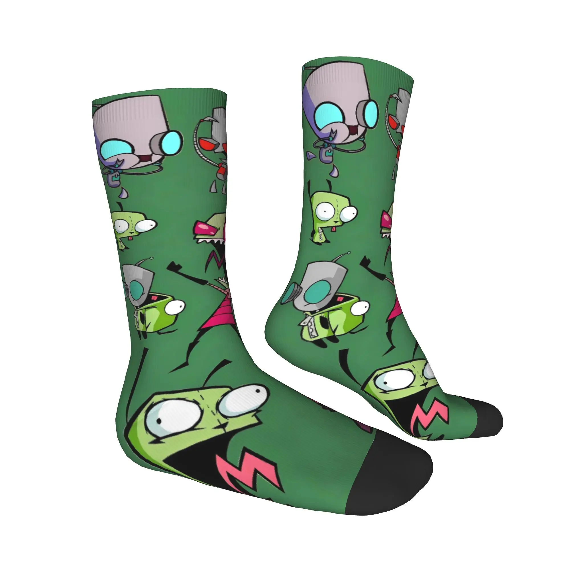 Invaders Zims Cartoon Art Stockings  Harajuku Socks Unisex Men Quality Socks Autumn Running Sports Printed Non-Slip Socks Gift