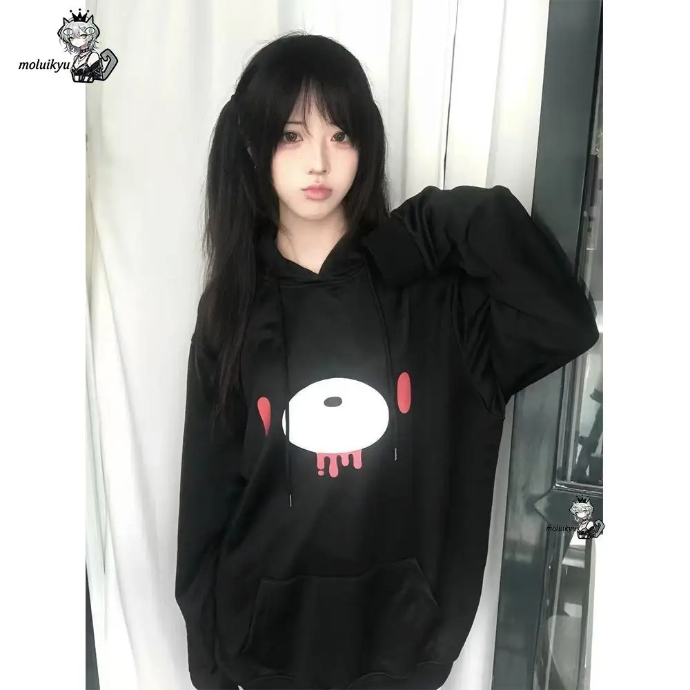 Women Gloomy Bear Cartoon Hoodie Y2K Gothic Harajuku Oversized Pullover Long Sleeve Pocket Sweatshirt Streetwear Casual Tops