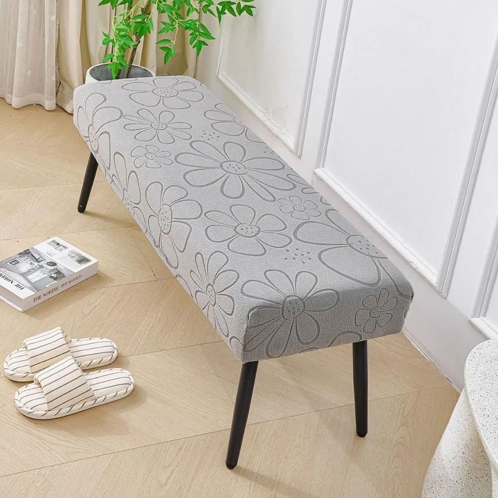 Fashion Polyester Elastic Bench Cover Stretch Flower Pattern Bench Seat Cover Removable Washable Long Stool Cover Dining Room