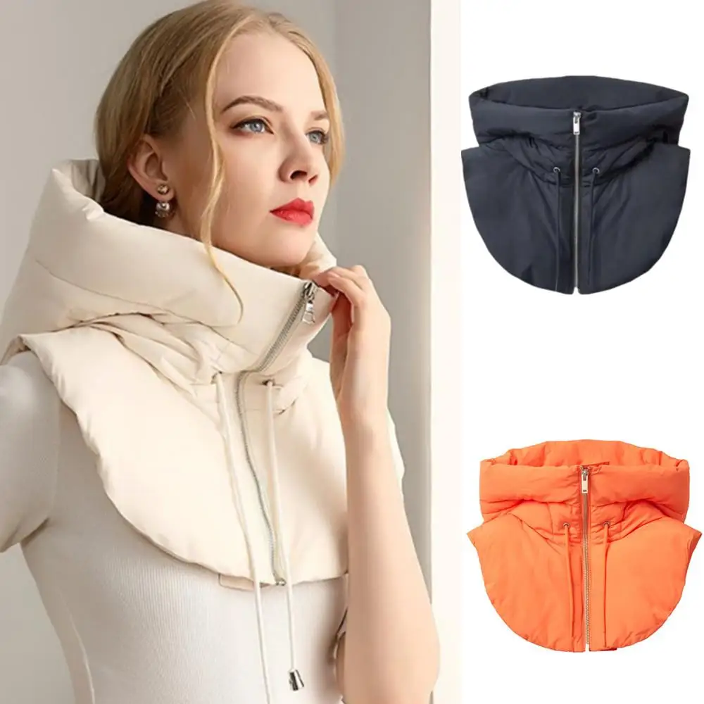 Balaclava Hat Neck Zippper Drawstring Coat Scarf Winter Ultralight Down Hooded Hats For Women Men Warm Ring Scarf Short Tank Top