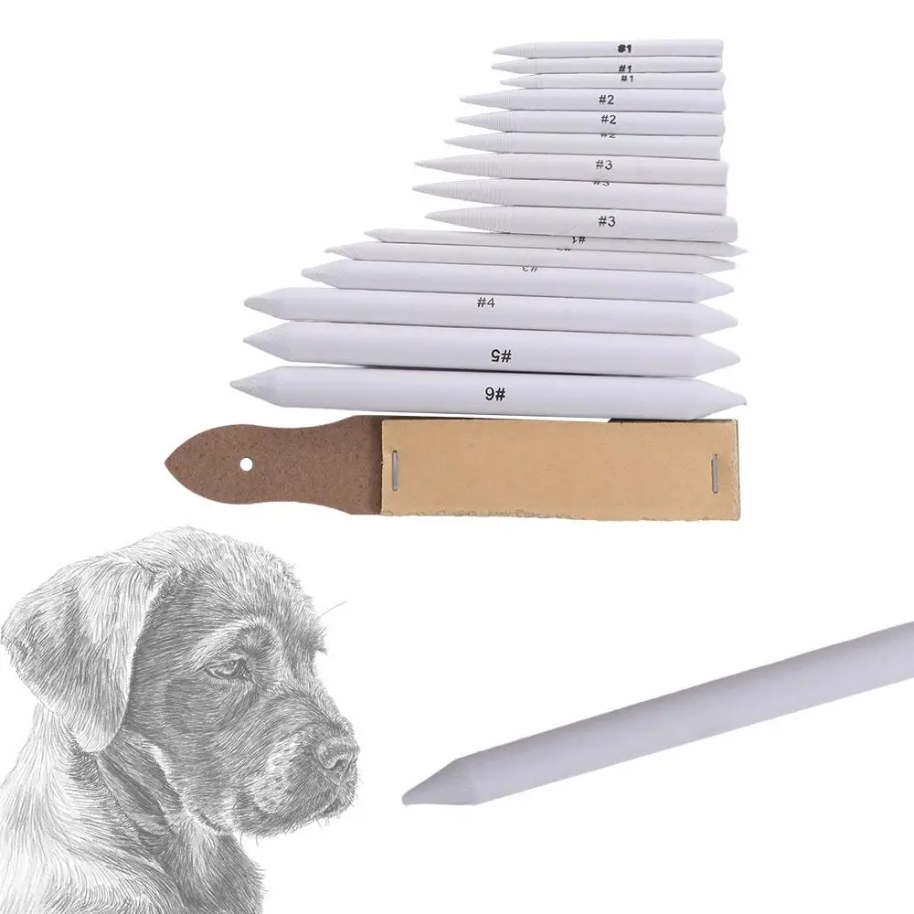 

16pcs Solid Blending Stump and Tortillion Set Multiple Size Exquisite Paper Art Blenders Durable with Sandpaper Pencil Sharpener