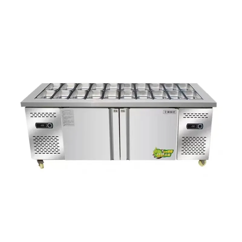 1200 مللي متر الفولاذ المقاوم للصدأ عرض تجاري برودة المبردة المجمدة البيتزا وطاولة السلطة لاستخدام البار والمطاعم