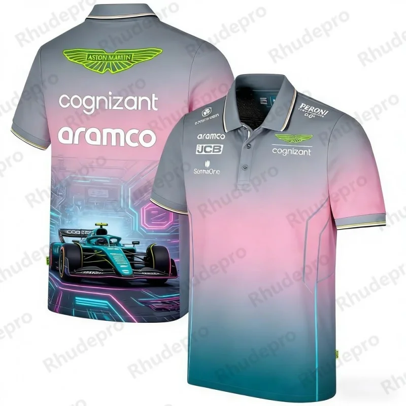 

Aston Martin Team Co-branded Racing Theme Short-sleeve Polo Shirt Breathable Comfortable Sports Casual Top for Racing Fans