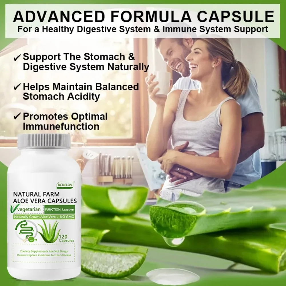 Aloe Vera Extract Capsules - Helps Cleanse and Detoxify The Colon, Burn Fat, Maintain Stomach Acid Balance, and Boost Immunity