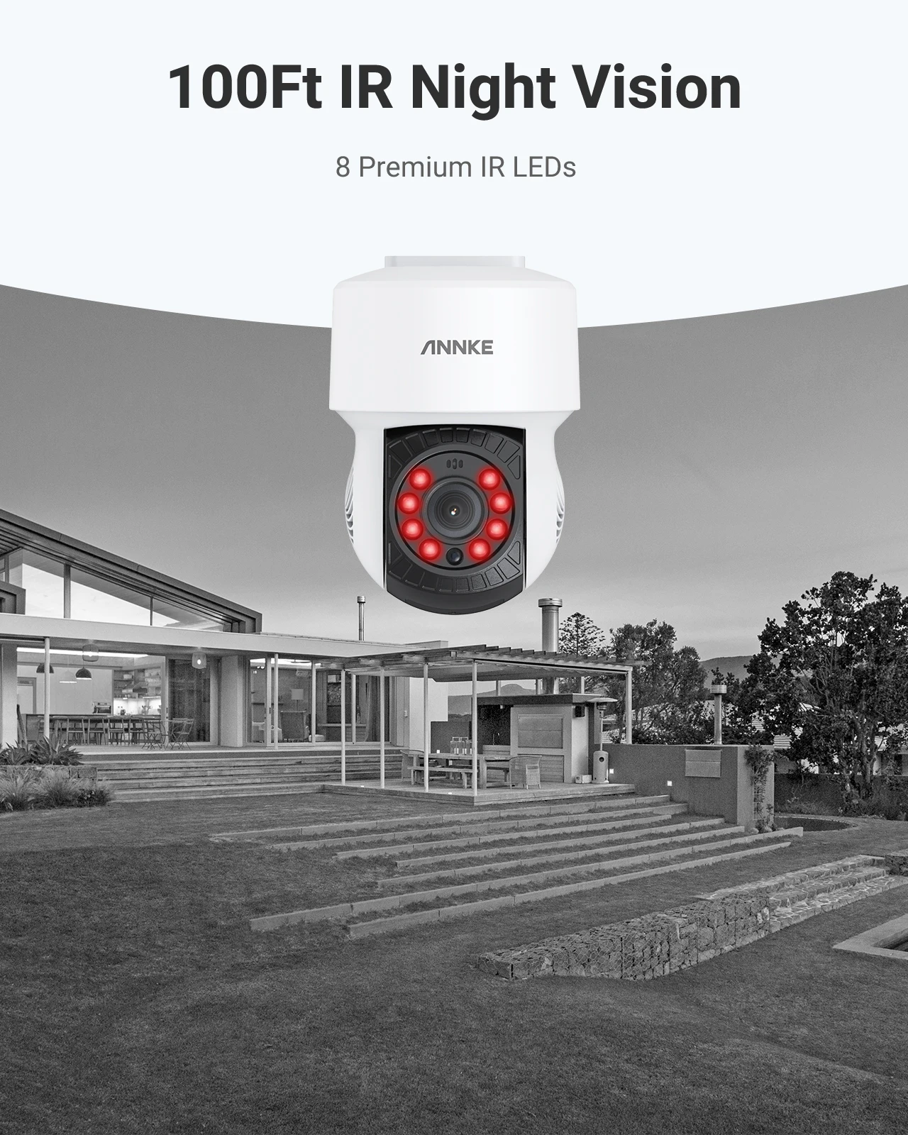 Annke-cámara de seguridad PTZ AHD, videocámara de vigilancia CCTV de 2MP, lente de 3,6 MM, 30M, visión nocturna IR, 360, analógica, IP65