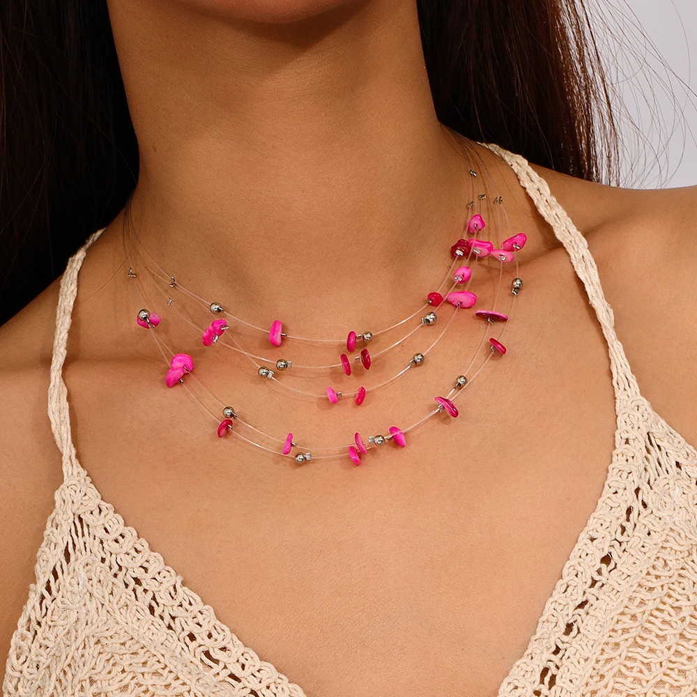 Aihua Boho Multilayer Naturstein Gläser Perlen Halskette Für Frauen Halsband Kragen Halskette Frauen Schmuck Geschenke – Detail 1
