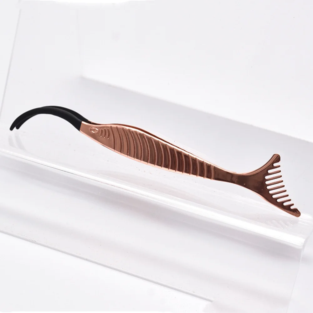 Seahorse Shape Eyelash Elbow Tweezers Rose Gold Accurate Eyelash Extension Tweezers Stainless Steel Straight