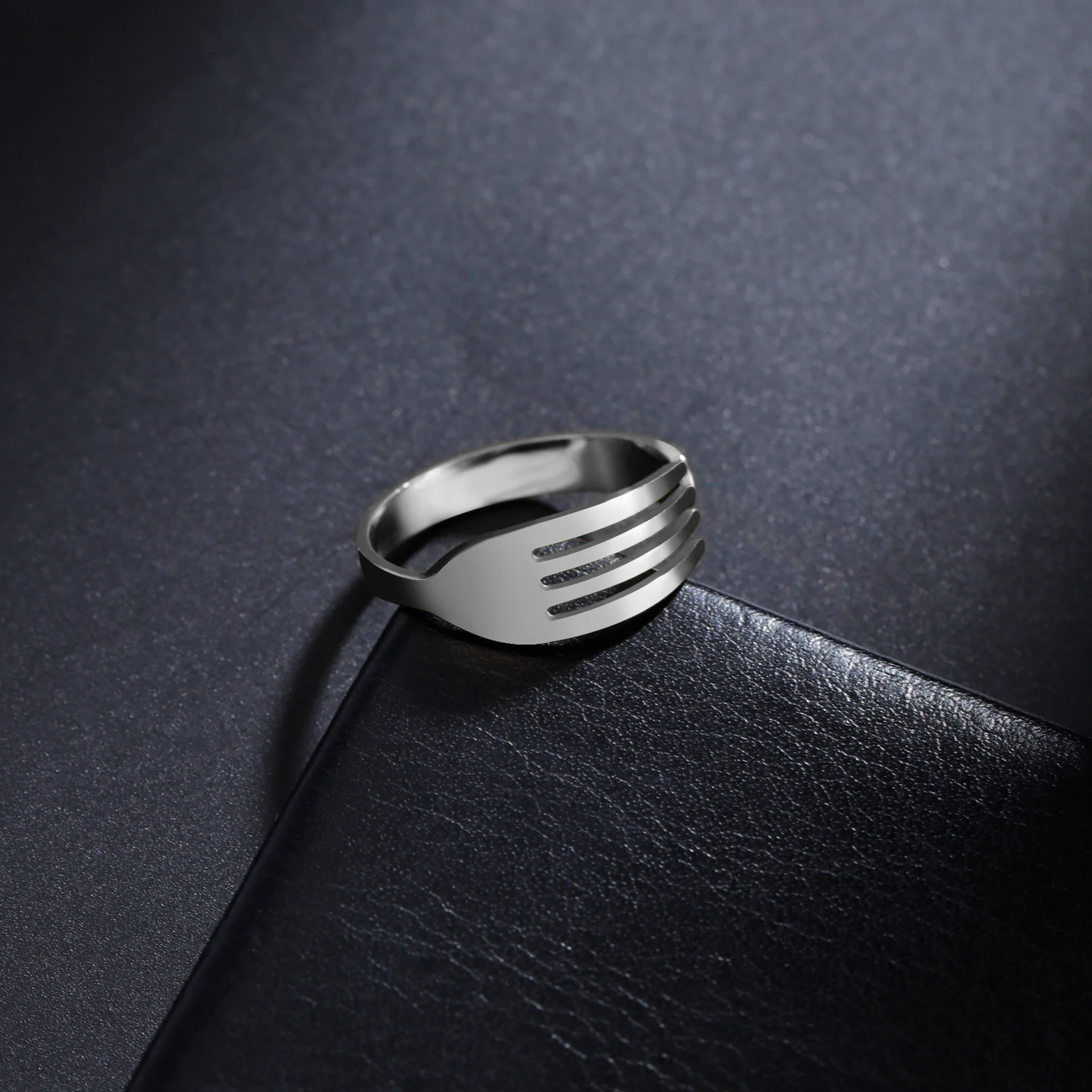 Dreamtimes Fork Shaped Open Ring Stainless Steel Unique Design Men's Jewelry Accessories Gift Wholesale