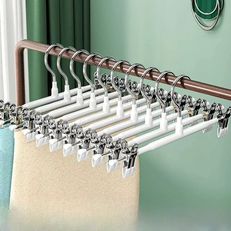 

10PCs Skirt Tongs Hangers Stainless Steel Dress Hanger Non-Slip Pant Clip Clothes Racks Coat Trouser Wardrobe Hanger