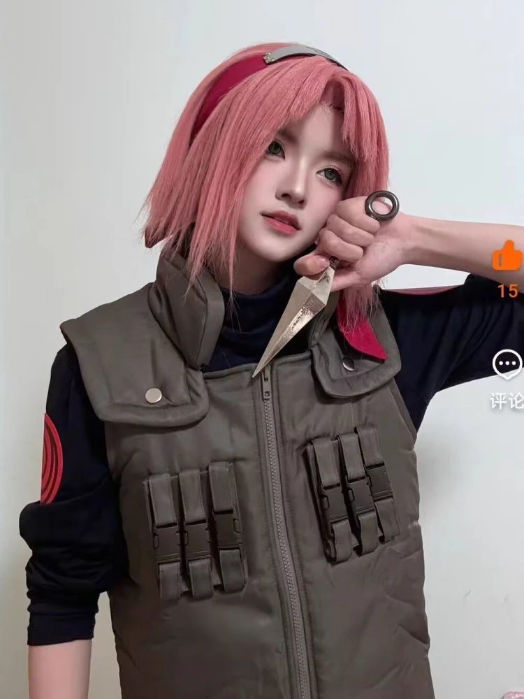 Anime Ninja Coat Cosplay Costume Kaka Halloween Clothes Vest Shirt Pant Headband Set For  Adult Plus Size Custom Made