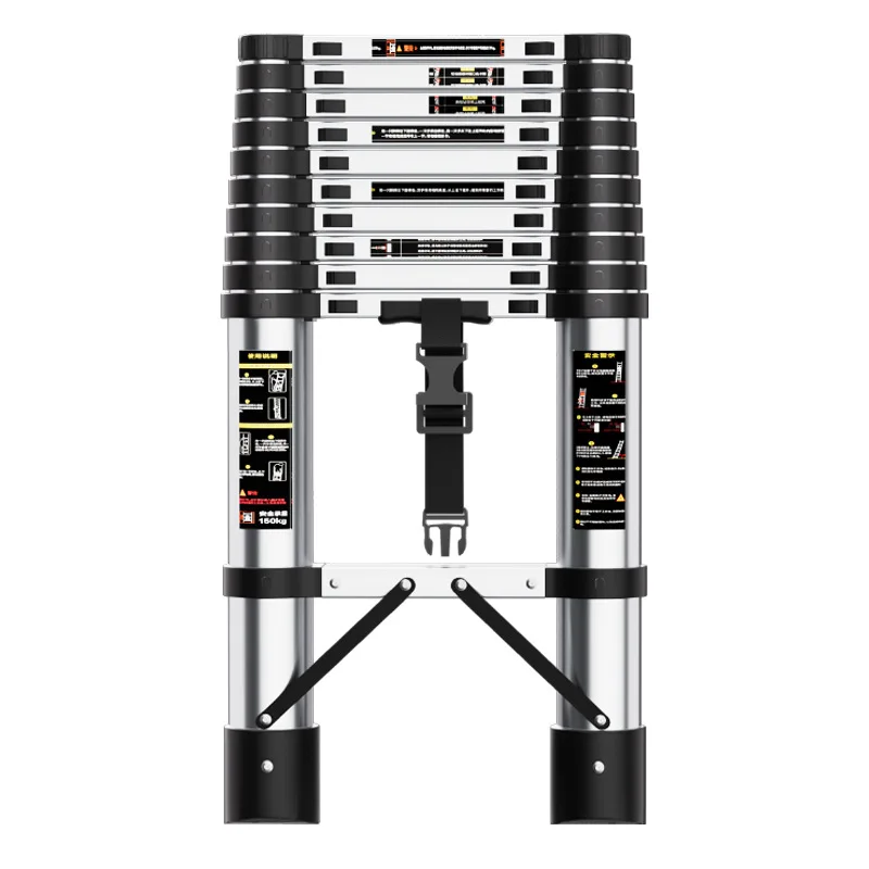 Short step thick aluminum alloy telescopic ladder, portable telescopic straight ladder, climbing ladder, household step ladder