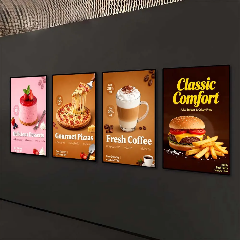 LED Drawing Light Box for Advertising Wide Applications for Restaurant Menu Shopping Mall Poster Frame Easy Hanging Installation