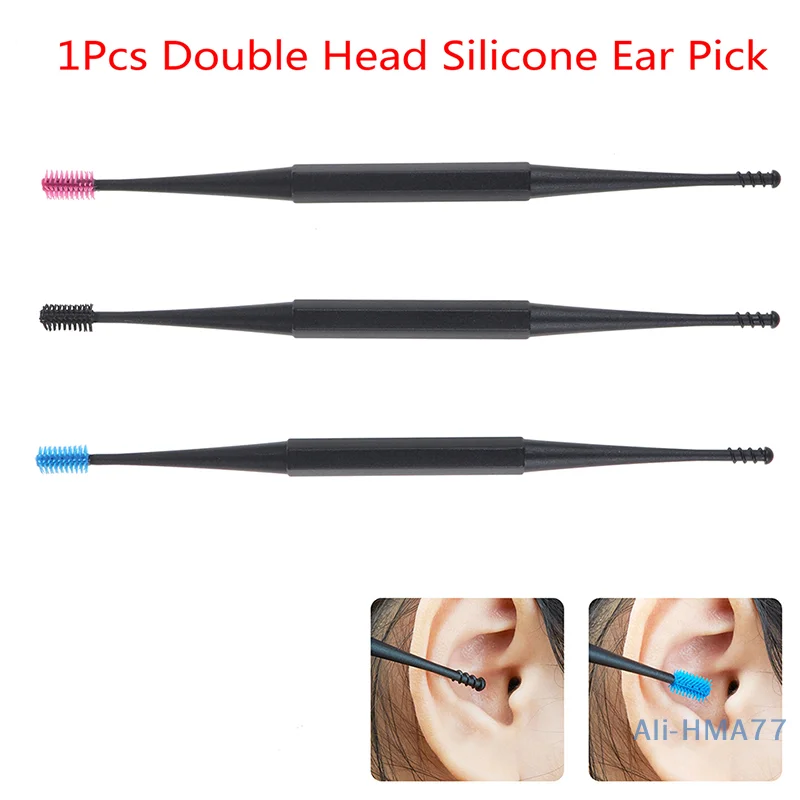 Double-Sided Earpick Soft Silicone Spiral Rotating Ear Wax Cleaner Ears Remover