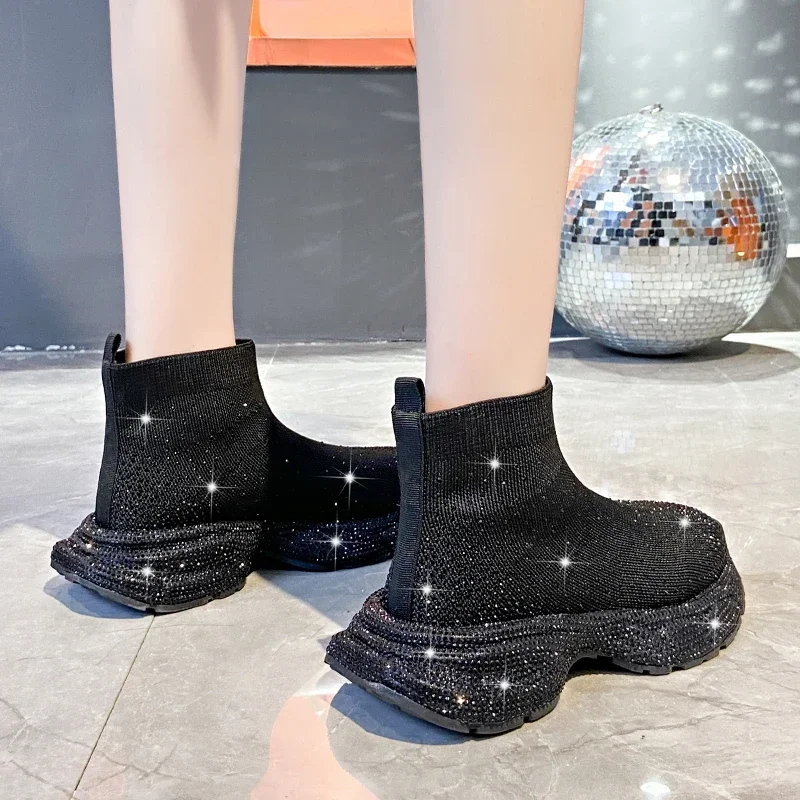 Bottes optiques de luxe coordonnantes pour femmes, bottines entièrement en diamant, bottes nues astronomiques, designer à la mode, haute qualité