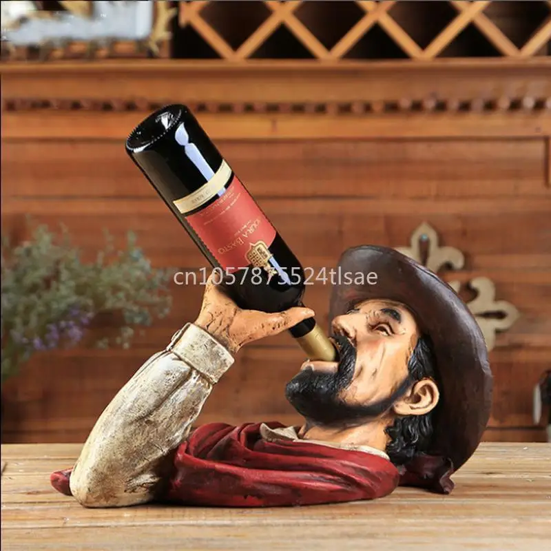 

Vintage Denim Resin Antlers Wine Rack Wine Cellar Ornament Character Red Wine Rack Ornament