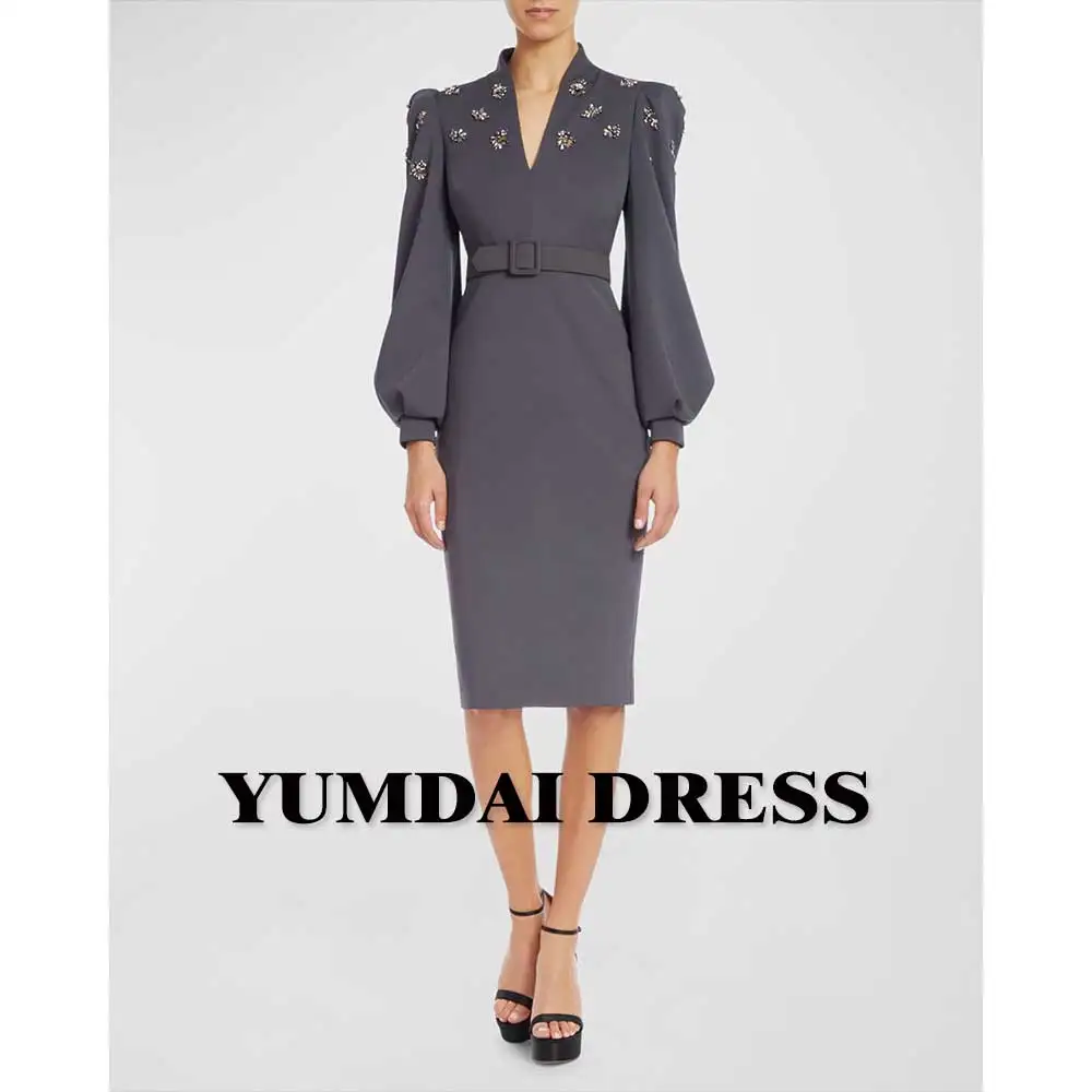 YUMDI Gorgeous Satin Dubai Beaded Gowns Sparkle Mom Dress Special Occasion Formal Suit Dress 2023 Elegant Party Dress For Women