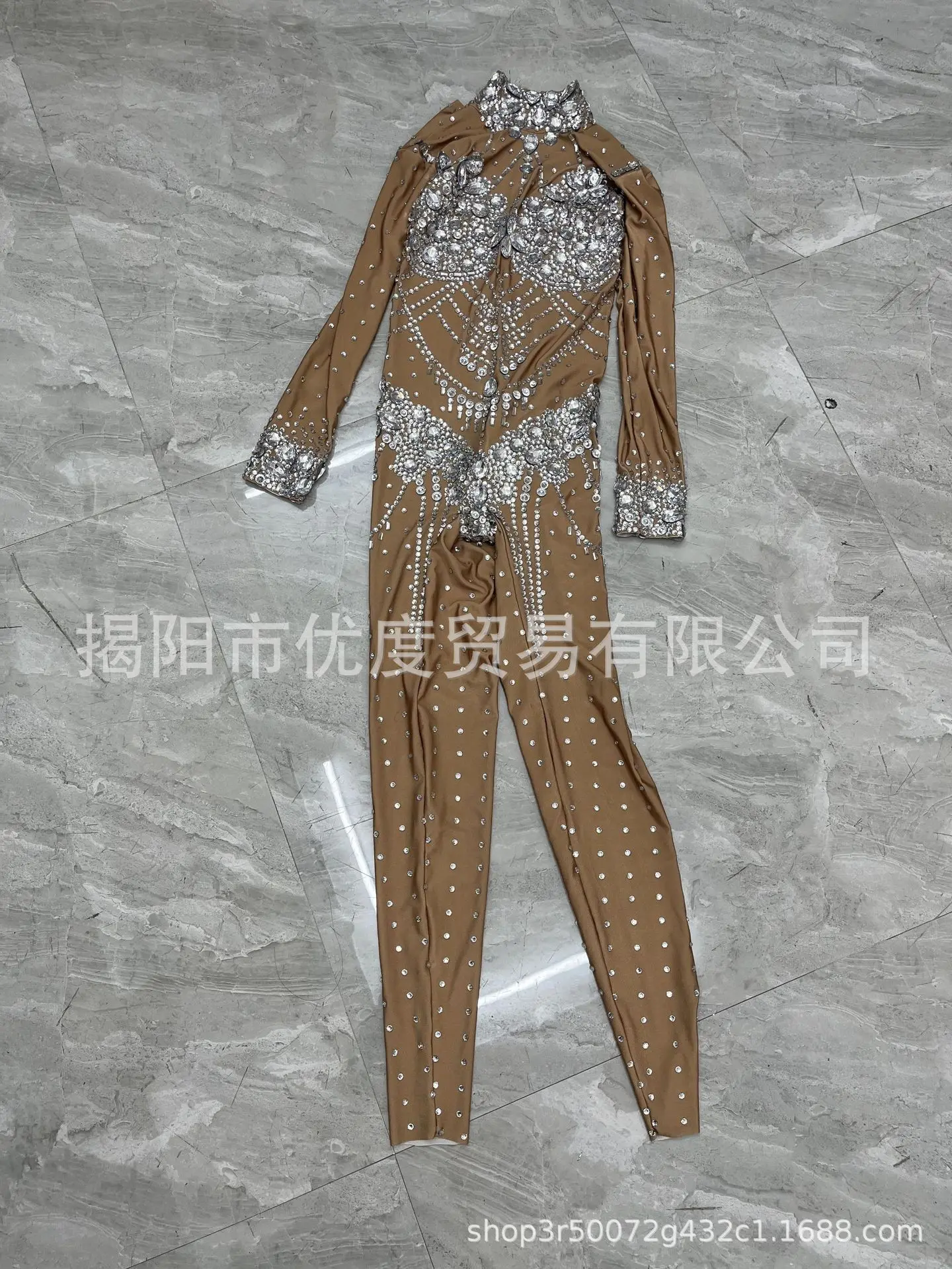 DJ Party Silber Flash Einteiliges Mesh Persönlichkeit Design Temperament Kleid Cocktail Party Nacht Leistung Glas Hosen Robe Fête