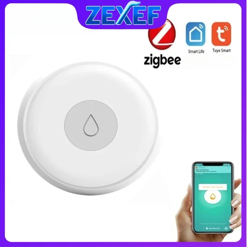 

Zexef Tuya WiFi Zigbee датчик утечки детектор наводнения с умным контролем жизни, совместимый с Alexa, домашний помощник, умный дом