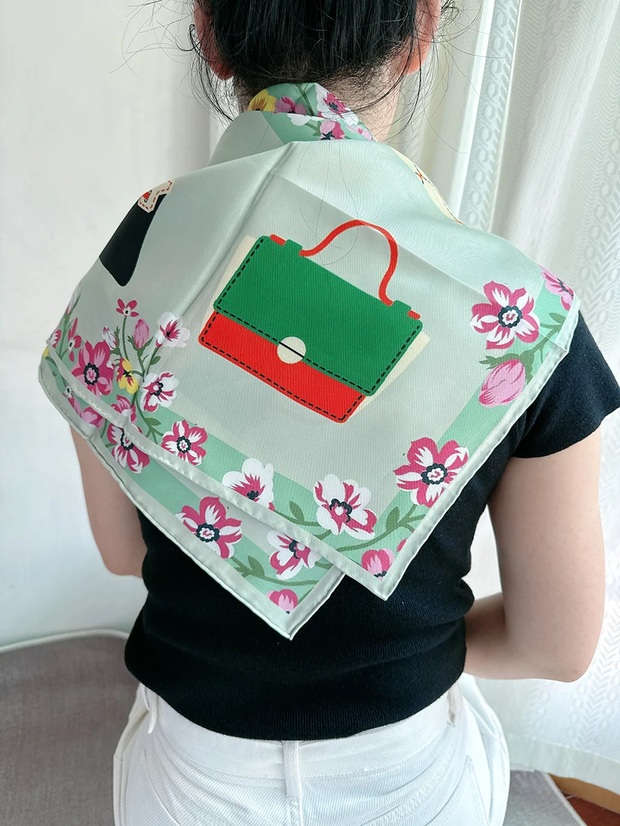 الأخضر وشاح فولارد العلامة التجارية مصمم جودة عالية جديد في Vip وشاح منديل اليد توالت 90 سنتيمتر 100% الحرير الخالص d وشاح 90x90 سنتيمتر