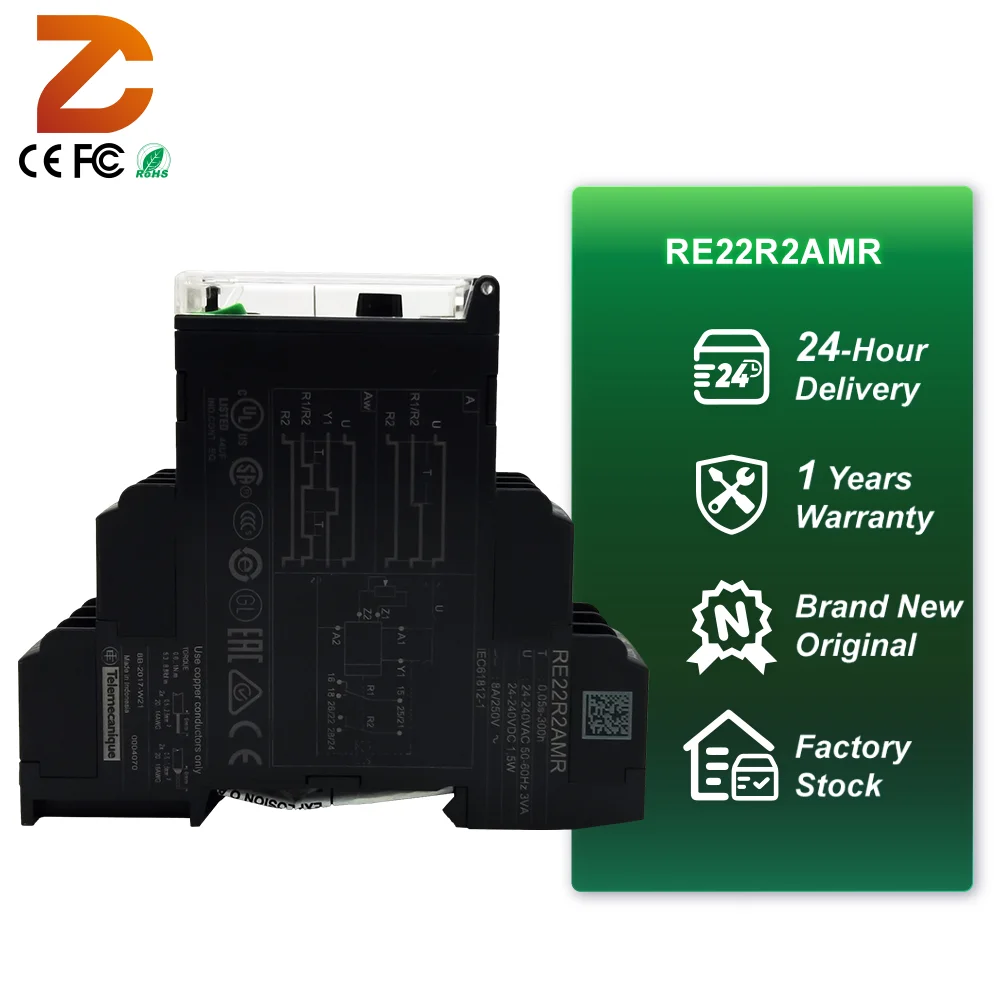 Brand-new Original RE22R2AMR Control Relay 8A 2CO 220-240V AC Zelio RM22 Time Delay Relay for Industrial Automation