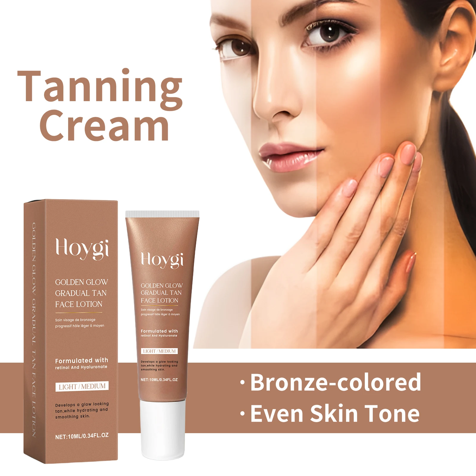 

Self-Tanning Lotion Sunless Self Tanner for Face Body Waterproof Long-Lasting Glow Body Bronzer Even Skin Tone Bronzing Lotion