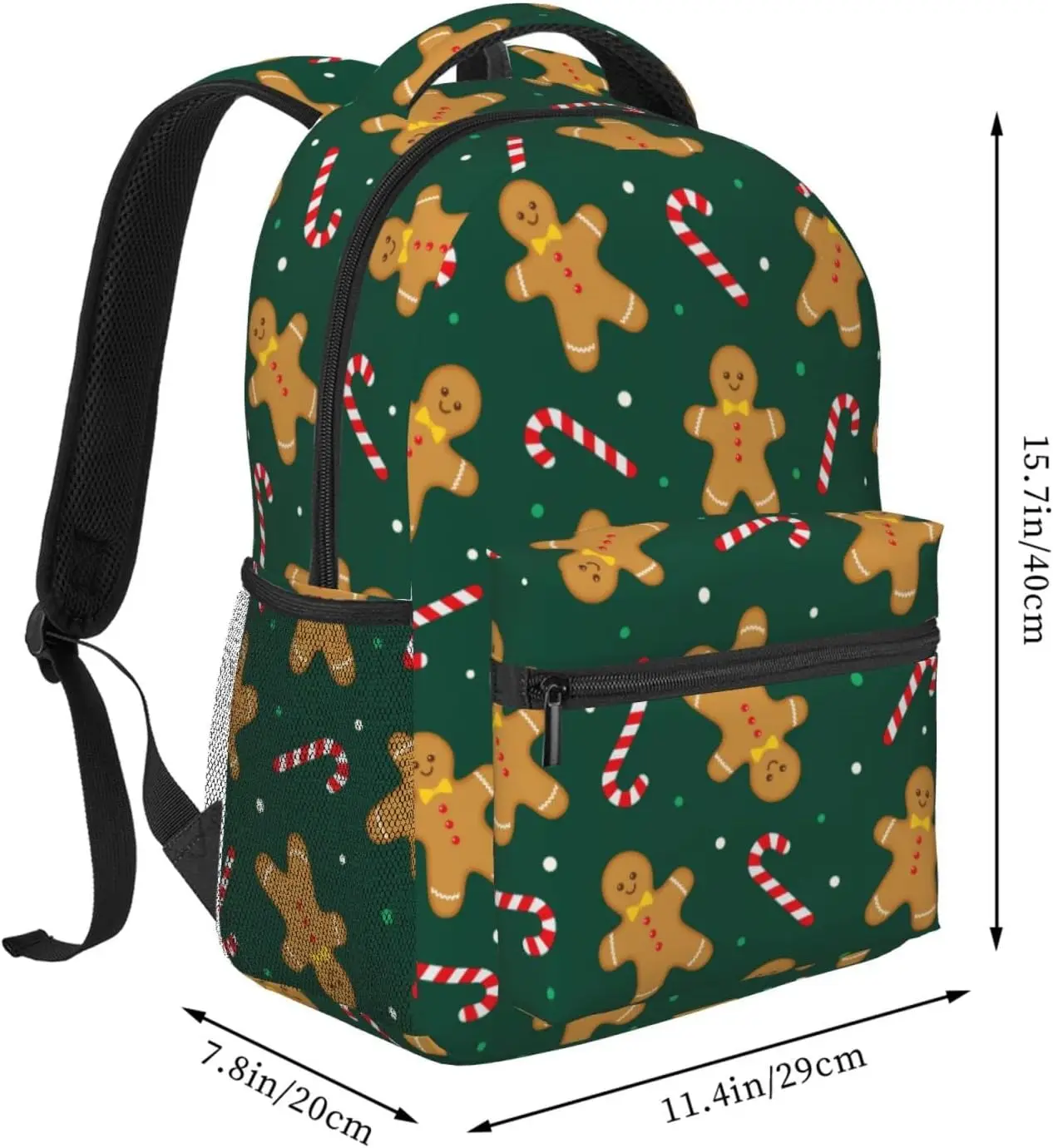 Christmas Gingerbread Man and Candy Cane Lightweight Laptop Backpack for Women Men College Bookbag Casual Daypack Travel Bag