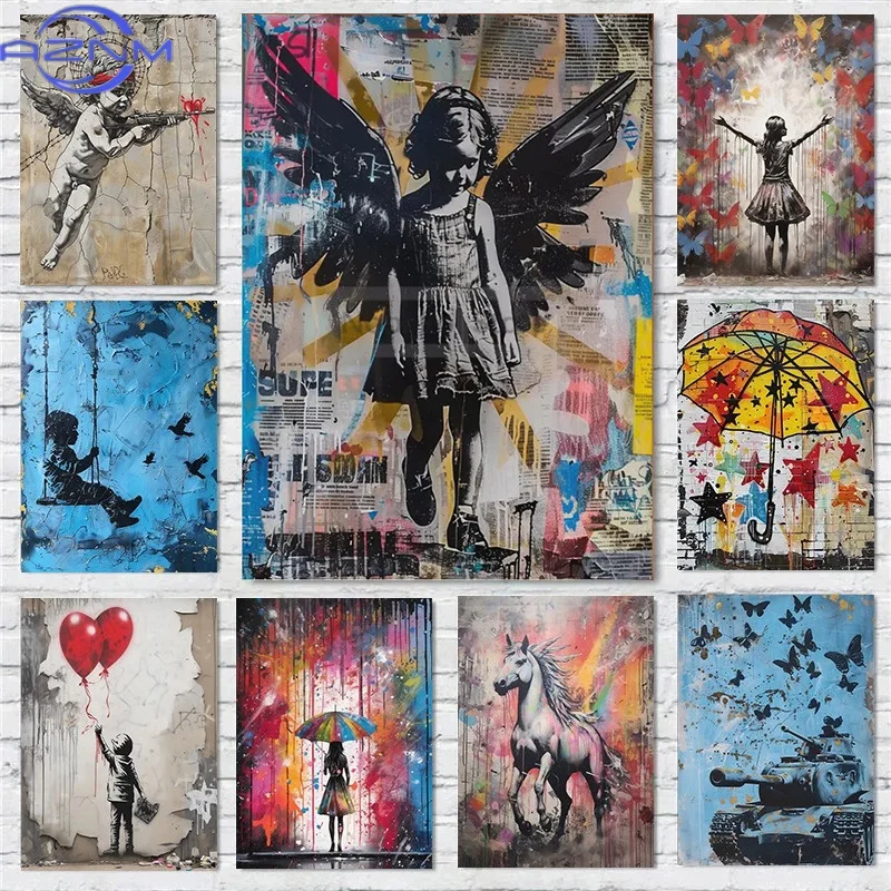 Banksy Abstract Colourful Graffiti Poster Street Graffiti Prints Canvas Painting Wall Art Pictures Home Living Room Modern Decor