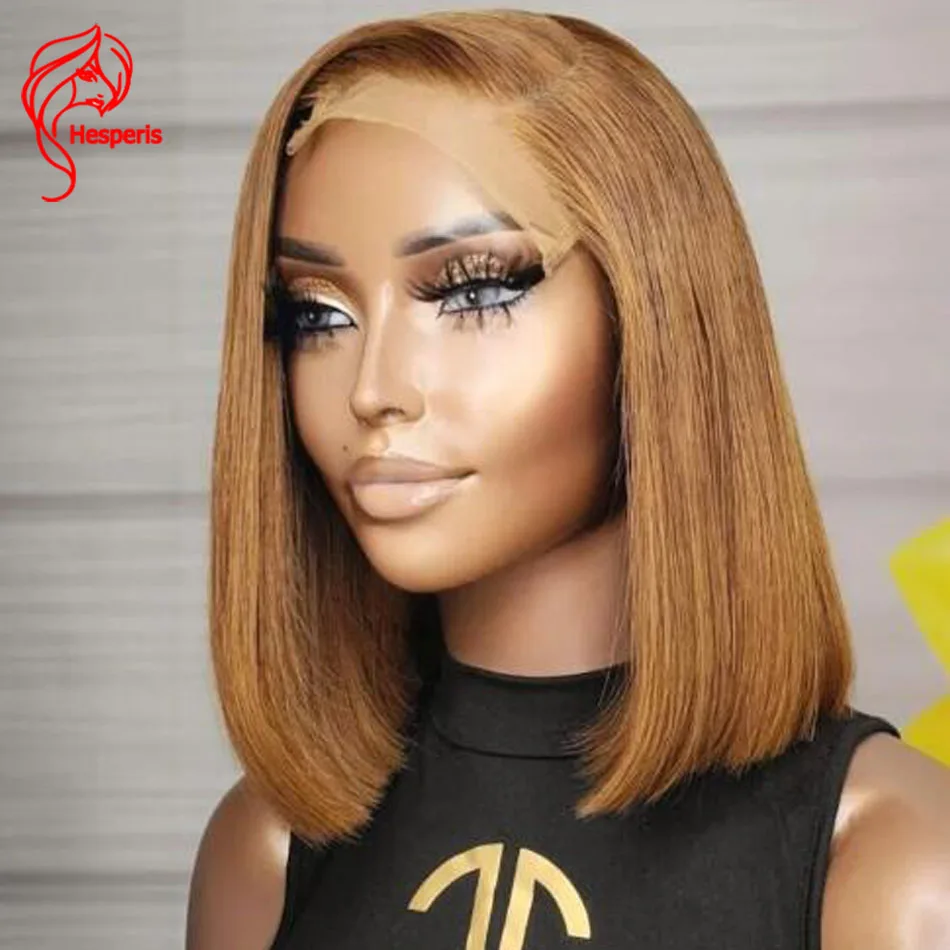 

Hesperis Glueless Wig Human Hair Ready To Wear Brazilian Remy Lace Frontal Wigs Short Bob Cut #27 Blonde Silk Base Lace Closure