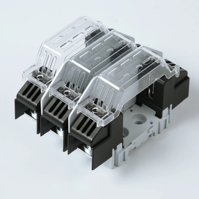 3P 4P HRC NT00/NH00 NH000 NH00C NHC00 Covered Fuse Holder NH PV DC Solar Fuse for Distribution Box Transparent Dust Cover