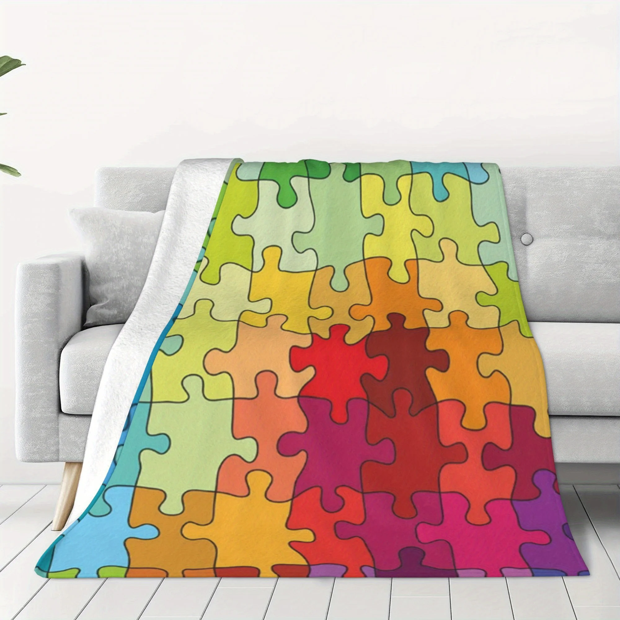 Puzzle Master Flannel Throw Blanket Soft Colorful Design All Season Cozy Comfort for Game Lovers Gift
