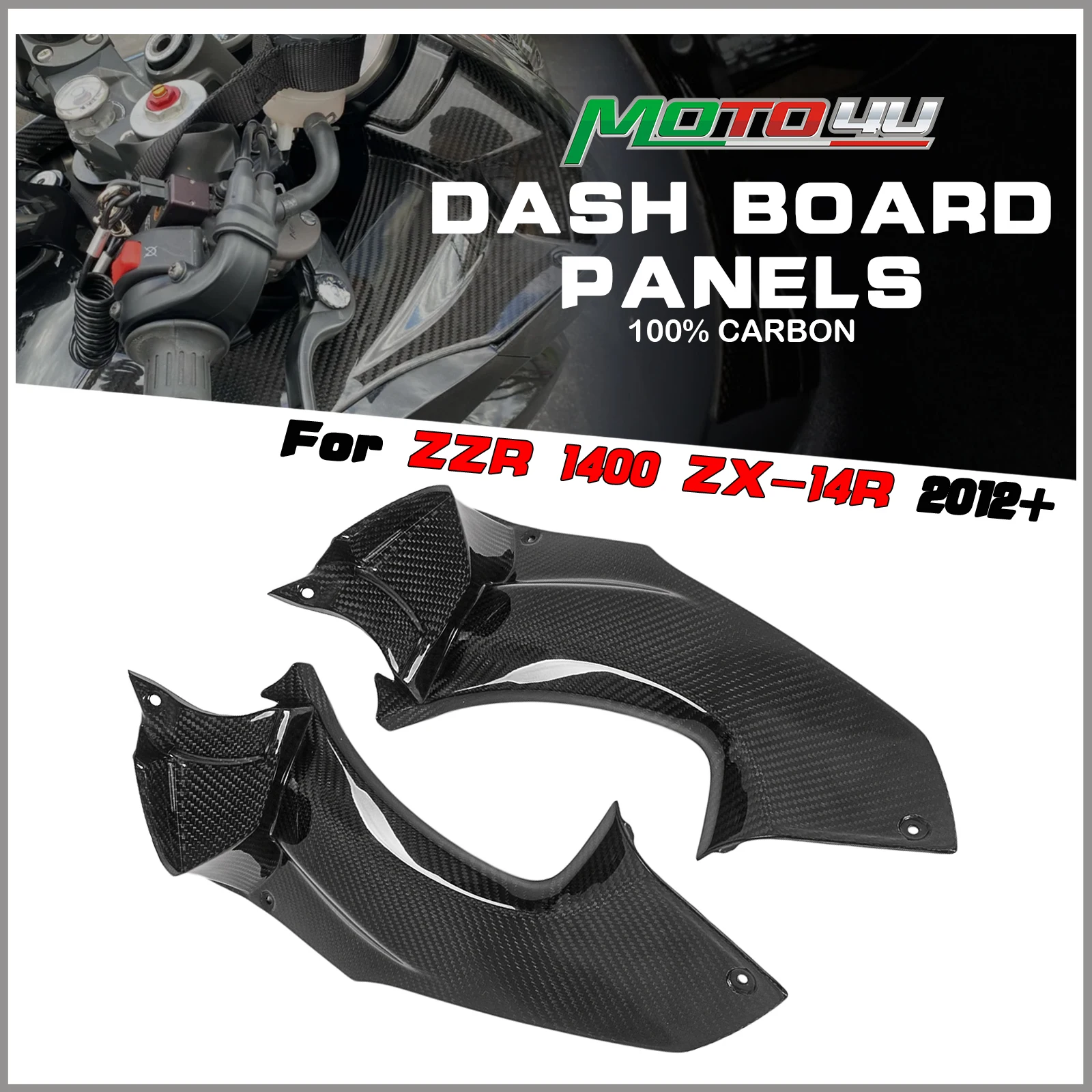 

For KAWASAKI ZZ R 1400 ZX-14R ZX14R 2012+ 100% Carbon Fiber Gloss Twill Dashboard Dash board Panels Motorcycle Refitting