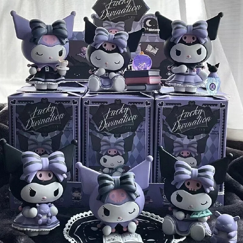 

6 шт./компл., оригинальная версия Miniso Sanrio Kuromi Lucky Series, слепая коробка, кукла, орнамент, игрушки, подарки для детей