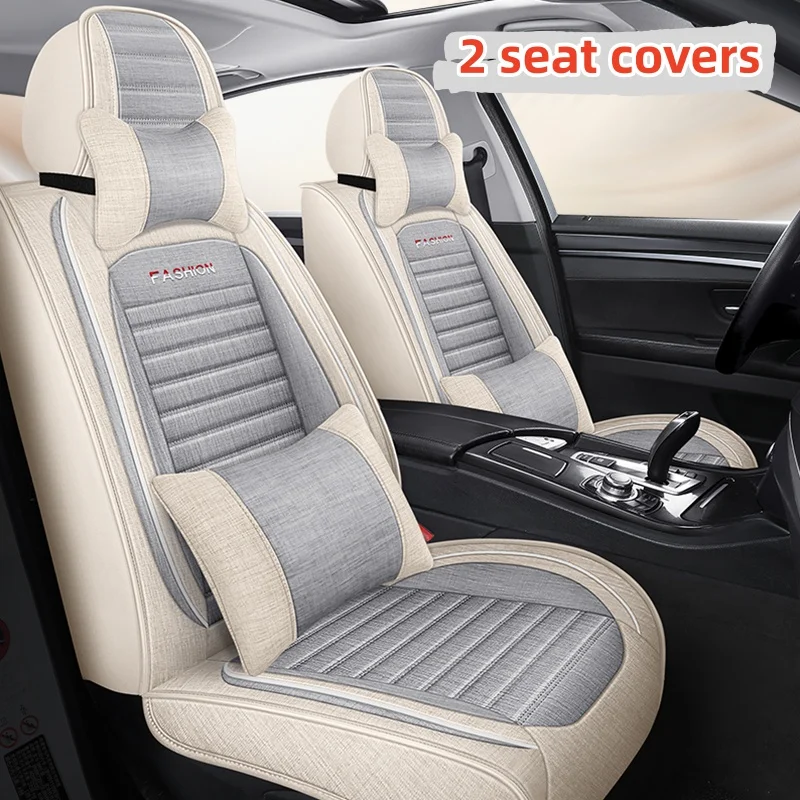 (Luxury Edition) Dual Front Seats, Luxurious Linen Full-Cover Car Seat Covers, Universal Fit, Breathable and Wear-Resistant, Comfortable for All Seasons, Fits the Seats Well, Easy to Clean and Maintain, Three-Dimensional Side Support, Enhance Your Driving Experience, Available in Five Colors, Suitable for Sedans, Suvs, Trucks and Other Models