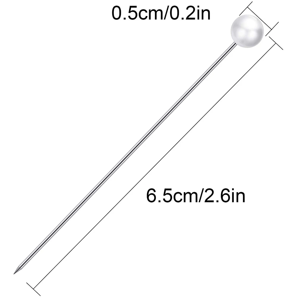 100Pcs 라운드 진주 머리 핀 쥬얼리 바느질 핀 화이트 스트레이트 핀 바느질 공예 웨딩 장식 패브릭 퀼 팅 핀