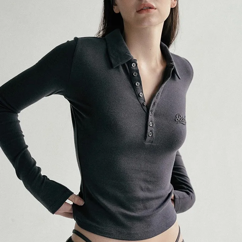 

Badblood bcac series, футболка с американской пряной девушкой, женская утягивающая рубашка-поло с лацканами, нишевый топ