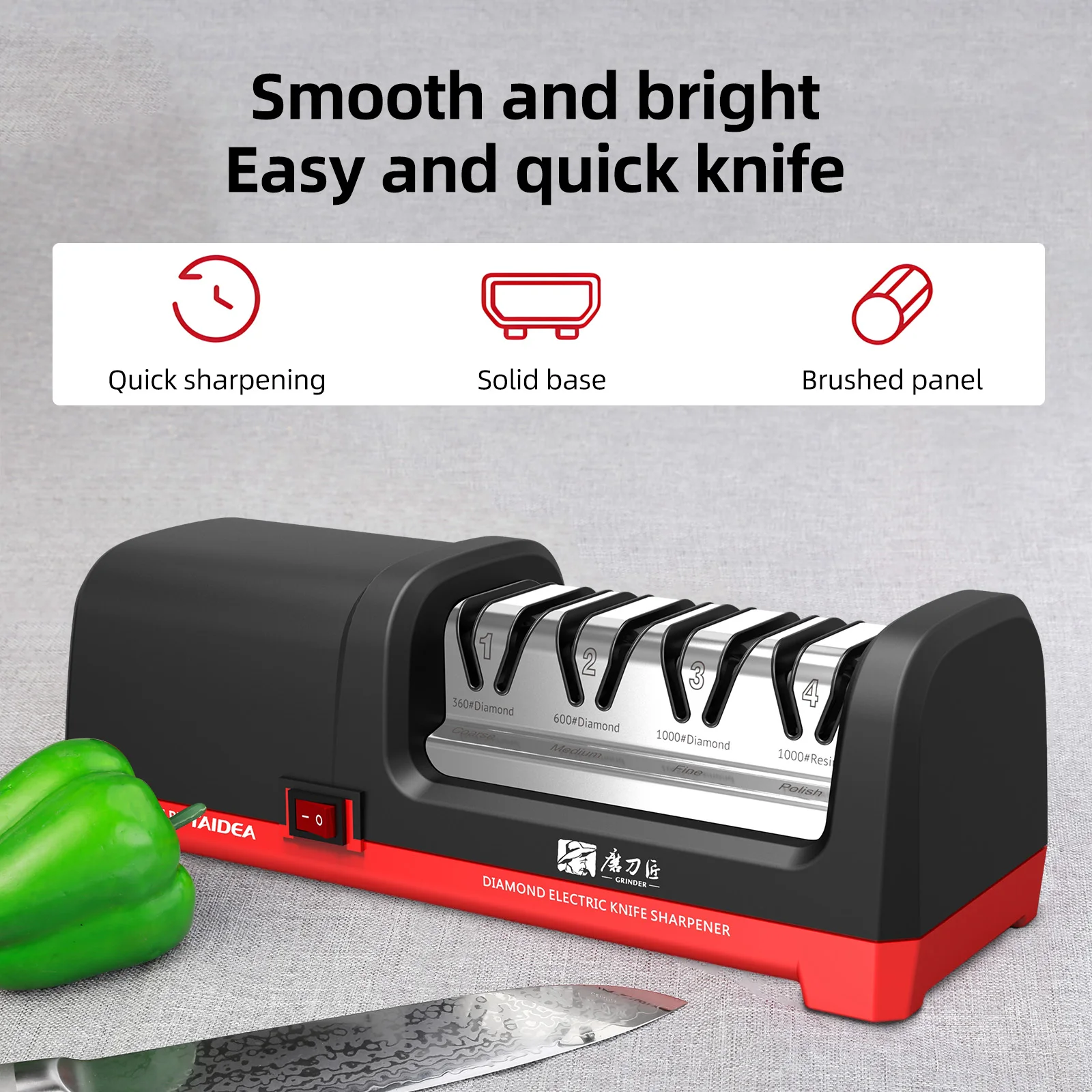 TG2102 4 Stage Electric Knife Sharpener 20-Degree Grinding Edge Knife Sharpener for Kitchen Knives with Sharpening and Polishing