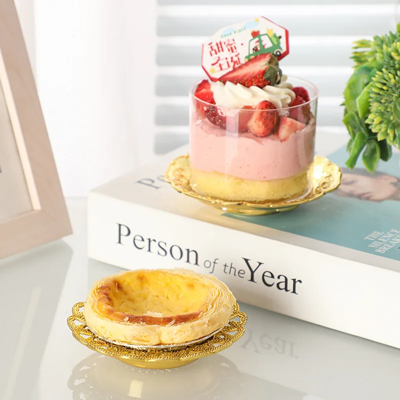 12pcs Plating Gold Small Tray Festive Dim Sum Small Cake Party Gifts Wedding Table Decoration Plate Birthday Party Decorations