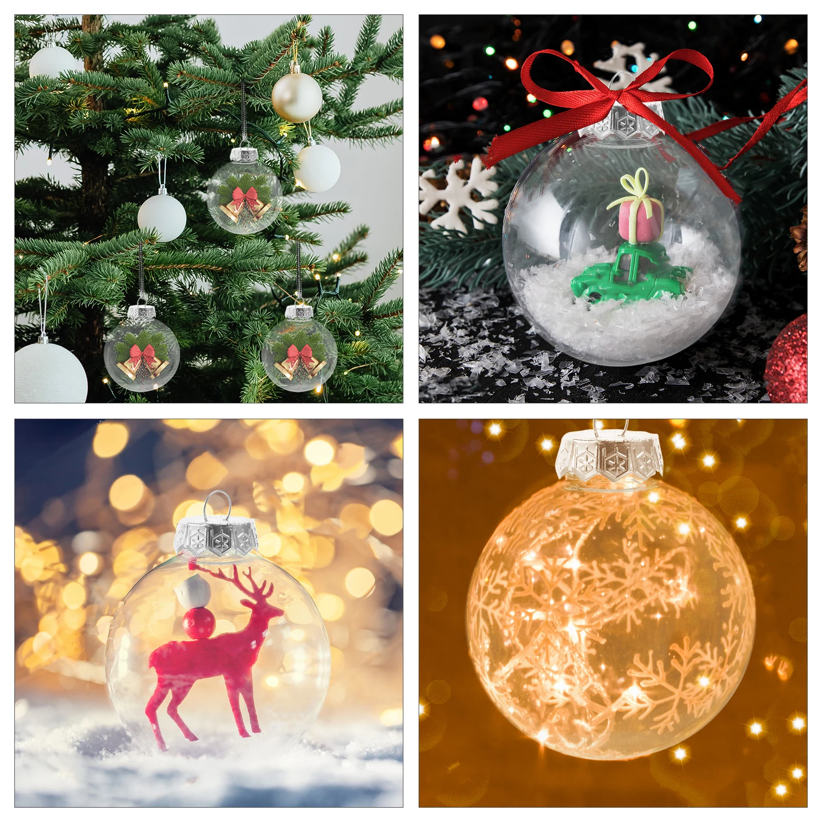

12Pcs Clear Plastic Ornaments Balls Fillable Transparent Decorative Capsules for Tree Ceiling Pendant Holiday Party Event