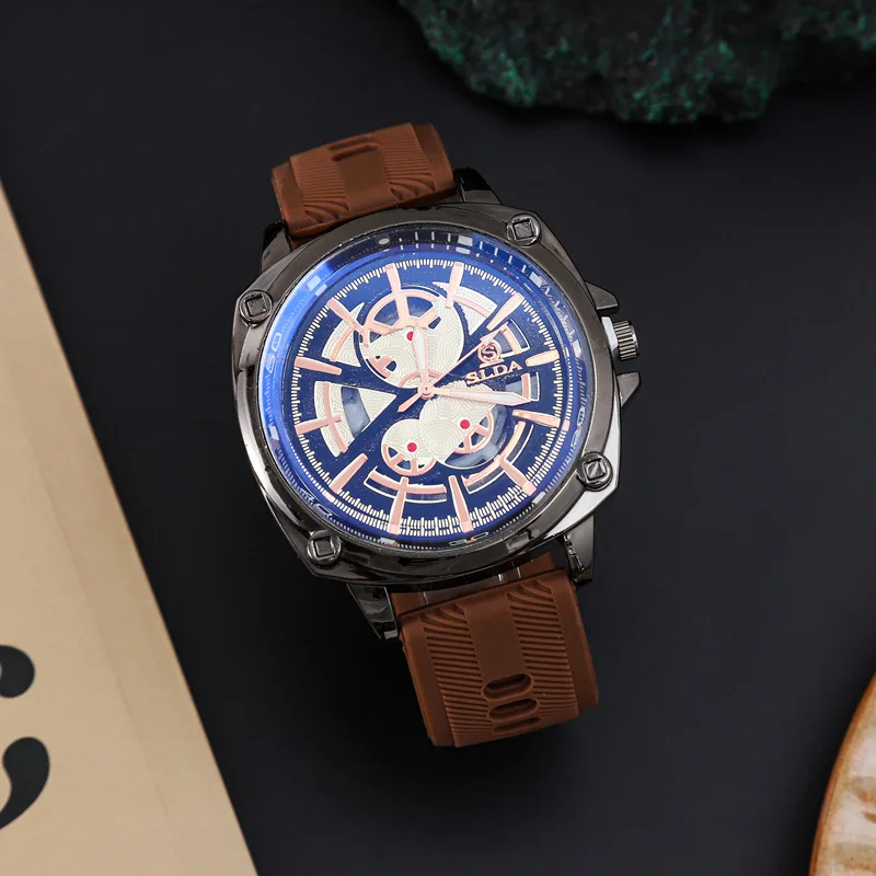

UTHAI Men's Watch Fashion Leisure Hollow Literal Personality Watch Silicone Strap Business Quartz Watch watches for Man