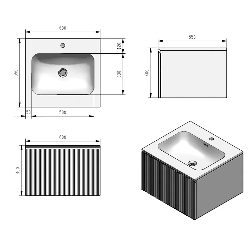 خزانة حمام مطلية بالخشب الصلب متعددة الطبقات، حوض غسيل مرحاض متكامل، حوض غسيل مثبت على الحائط بسيط
