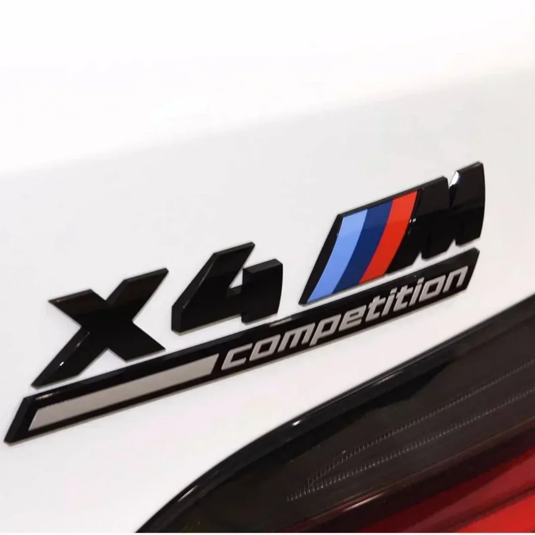 Emblema con Barra de Competición en Negro Brillante para BMW Competition M1 M2 M3 M4 M5 M6 M7 M8 X3M X4M X5M X6M, Adhesivo para Maletero de Coche