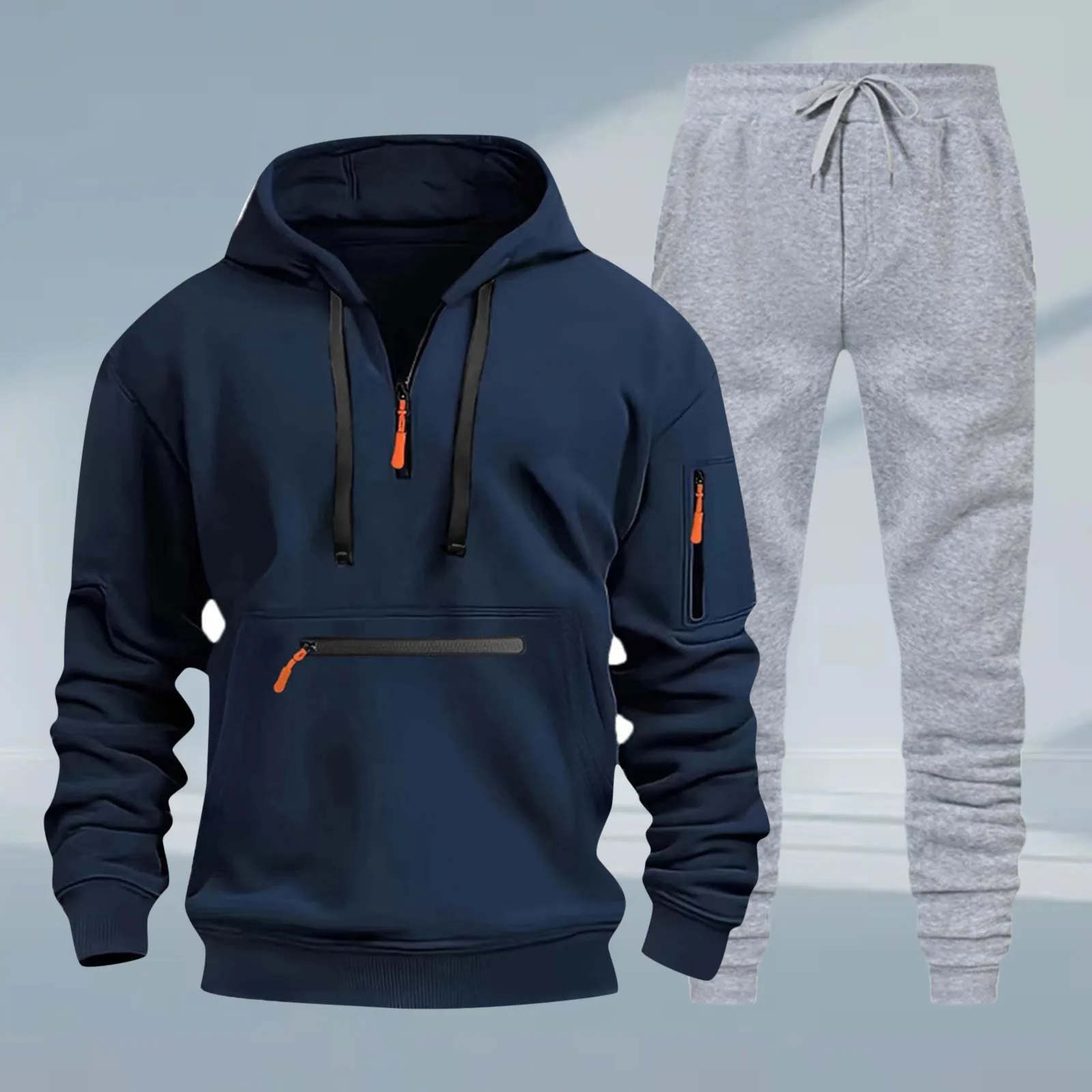 

Mens Homecoming Outfit Men's Long Sleeve Solid Color Hoodie Hoodie Zipper Pocket Zipper Pullover Sports Full Body Latex Suit Men