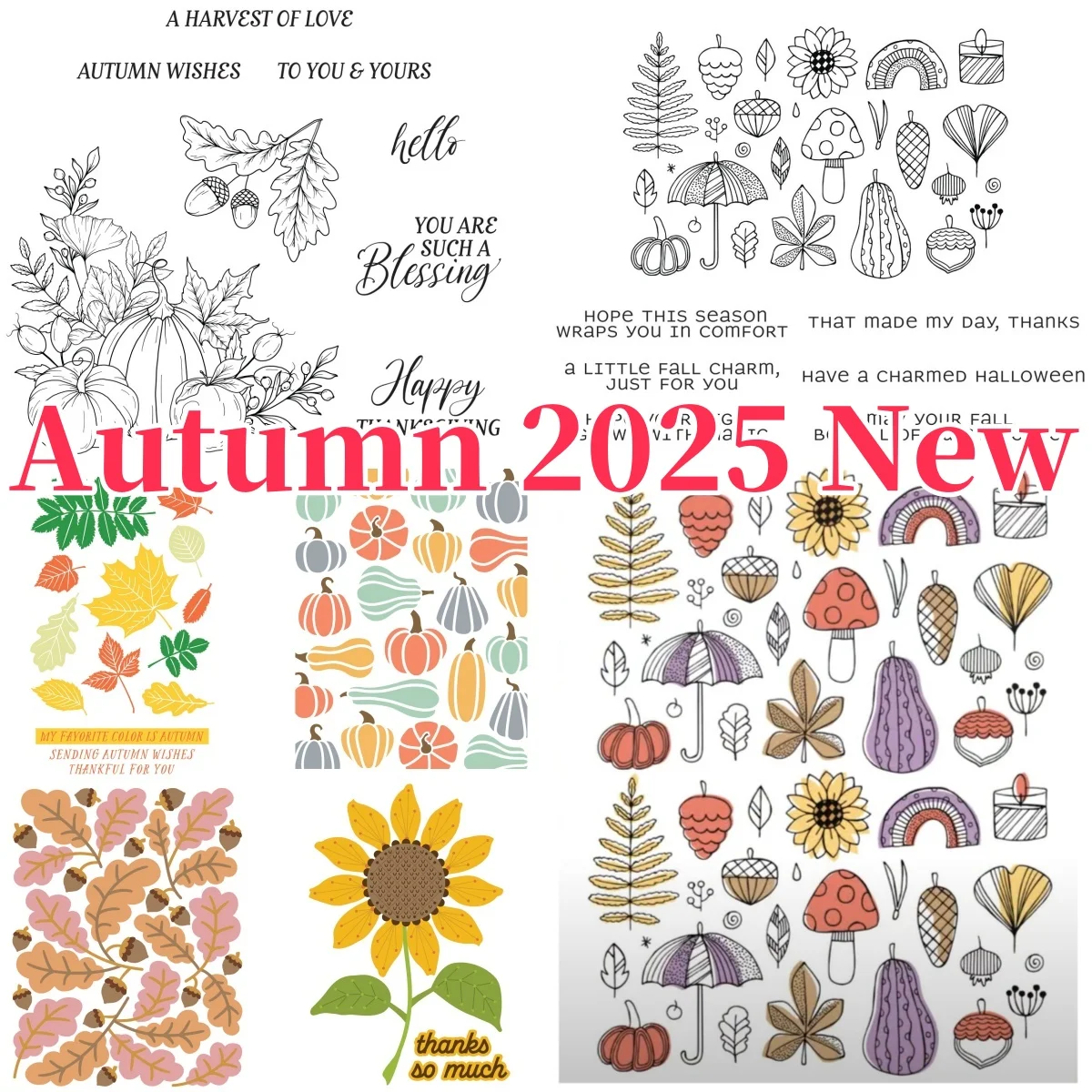 

Autumn 2025 Pumpkin Leaves Collection New Metal Cutting Dies Clear Stamps Stencil for DIY Making Card Craft Die Cut Supplies
