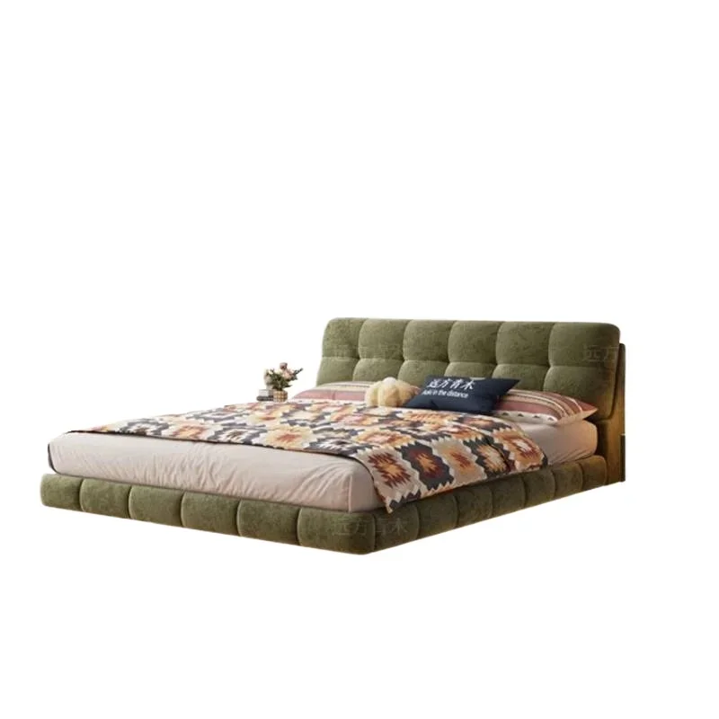 

Bed Design Velvet Minimalist Modern Wooden Double Bed Pliable Furniture For Home