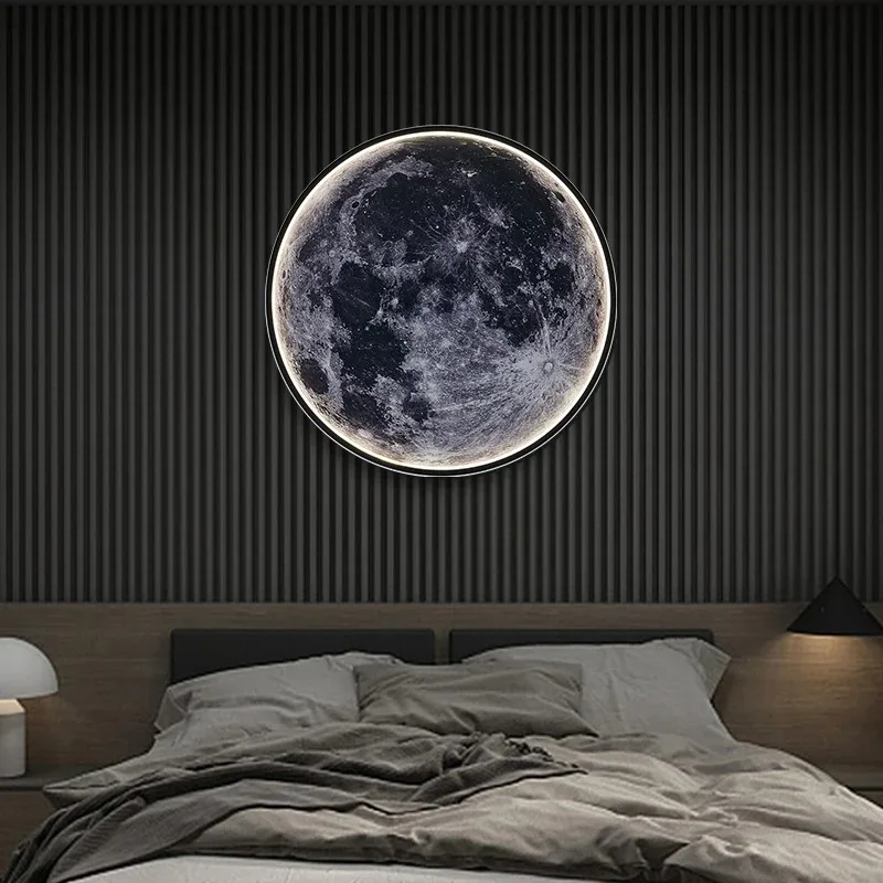 Plafoniere moderne lampada da parete luna RC camera da letto creativa soggiorno Decor lampada illuminazione di sfondo per interni Lustre Led Night