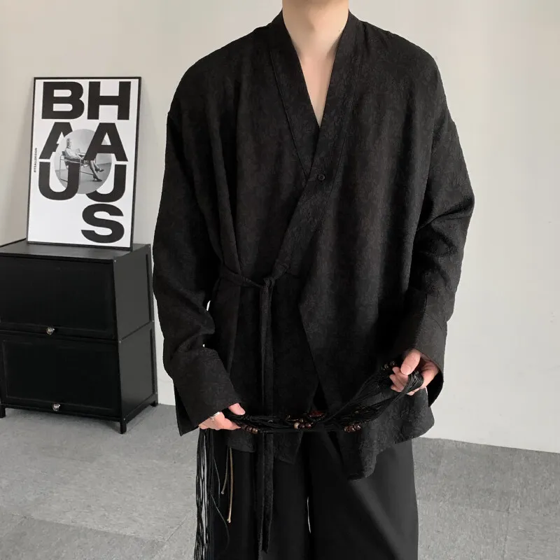 2025 Spring Chinese Style Shirts Men Japanese Streetwear Vintage Loose Casual Kimono Cardigan Women Oversized Cosplay Blouse