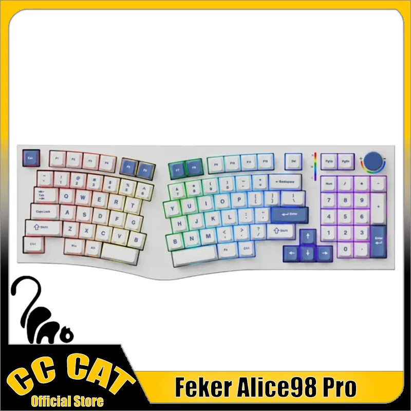 

New FEKER Alice98Pro 3Mode Mechanical Keyboard Alice Wireless Keyboards RGB Hot-Swap Ergonomics Custom Alice98 Pro Game Keyboard