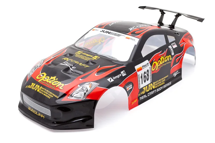 004 black+orange PVC painted body shell /Accessories for 1/10 R/C racing drift cars HSP 94123 190mm Width 260 wheelbase