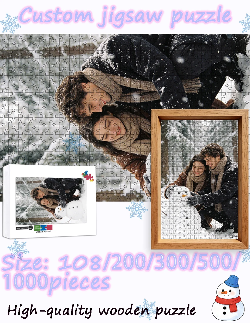 Puzzle Personalizzati - Scegli le Pezzi (108/200/300/500/1000) Regalo Perfetto per Amici Famiglia Souvenir Giocattoli Puzzle da Pavimento, in Legno