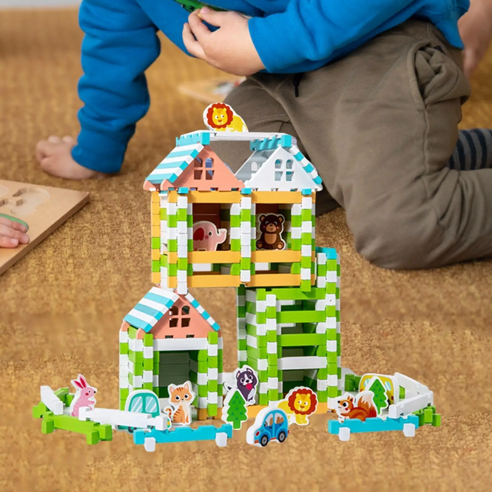 كتل خشبية لتقوم بها بنفسك تجميع البيت لهدية عيد ميلاد الأطفال 3 4 5 سنوات #4